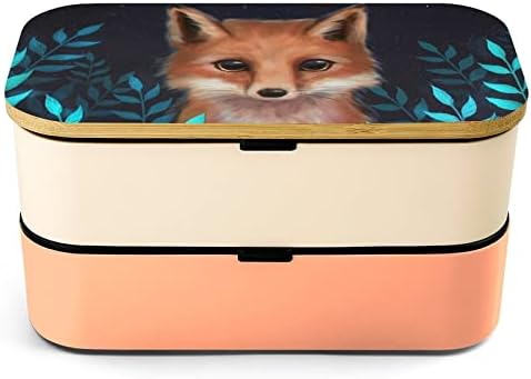 Aranyos Fox Bento Ebédet szivárgásmentes Bento Box Élelmiszer-tartály, 2 Rekesz Irodájában Dolgozik Piknik