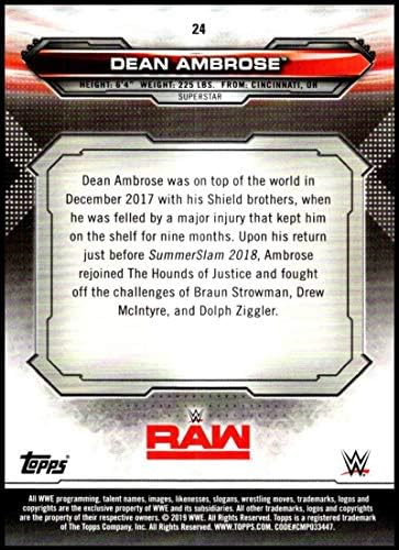 2019 WWE Topps hétfő Esti Raw 24 Dean Ambrose Hivatalos Birkózás Trading Card