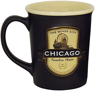Americaware Chicago Jelkép 18oz Kerámia Kávés Bögre Tea Csésze 5 Cm Hosszú Által 4.75 Cm Magas, 4 Cm Átmérőjű.