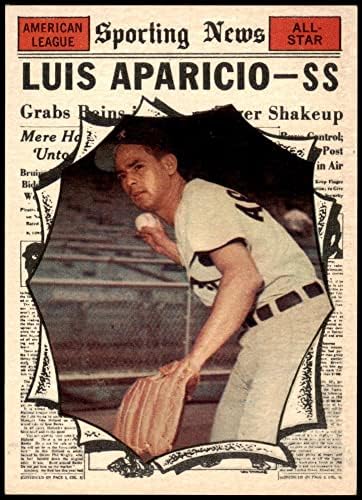 1961 Topps 574 All-Star Luis Aparicio Chicago White Sox (Baseball Kártya) EX/MT White Sox