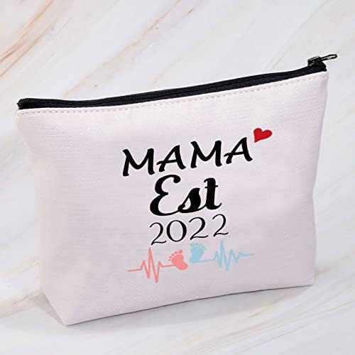 MBMSO Mama Est 2022 Smink Táska Mama, hogy Ajándékokat Mama Kozmetikai Táska Mama Ajándékok Új Anya Várandós