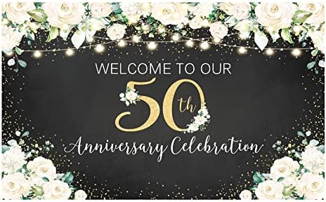 Allenjoy Fekete-Arany Virág Boldog 50-ik Évfordulóját Hátteret Szerelem Egészségedre, hogy 50 Év Esküvő,